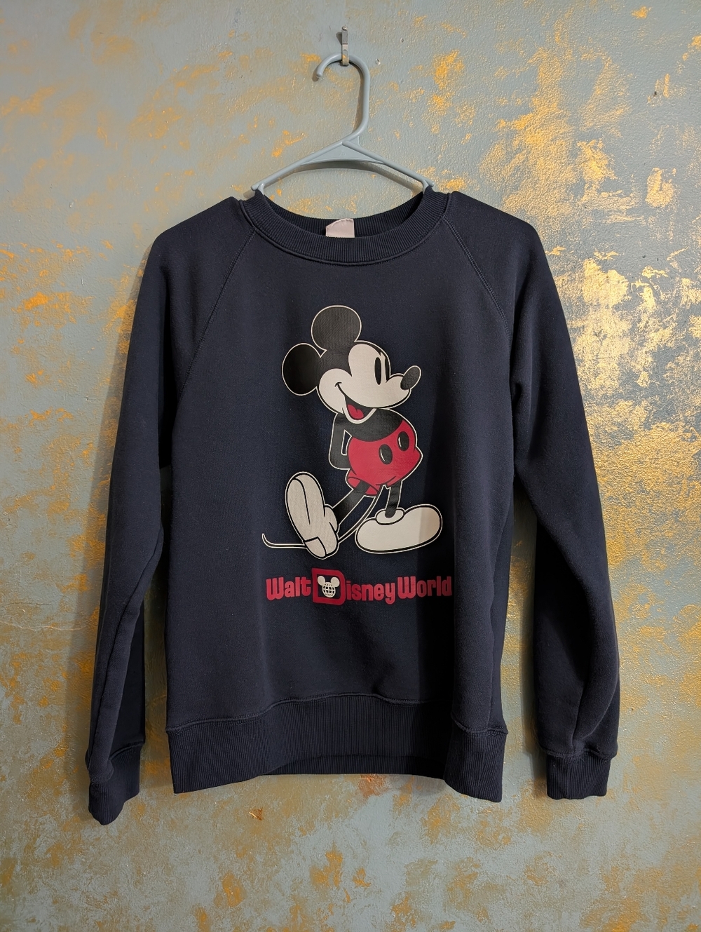 Walt Disney World Navy Blue Mickey Mouse Sweatshirt with Red Accents-XS